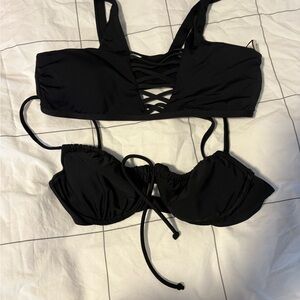 Black Strappy Two-Piece Bikini Set